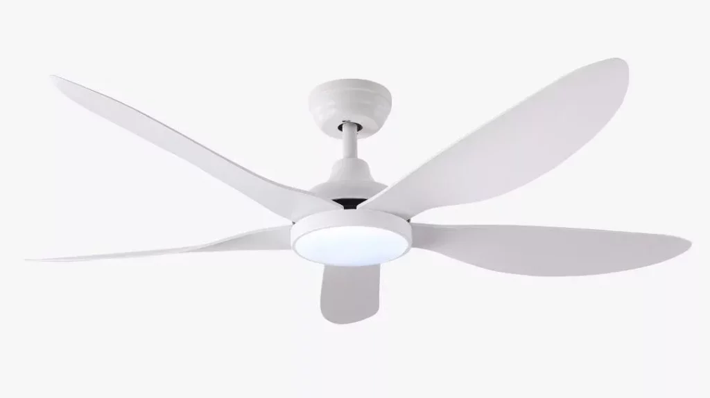 white 5 blades ceiling fan with remote/light dimmer