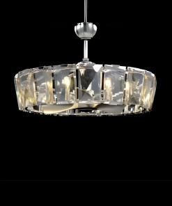 Crystal Ceiling Fan Indoor Modern Luxury Round Lighting Chandelier For Living Room