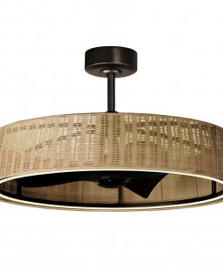 Handcrafted Bamboo Ceiling Fan Drum Shape with Luxury Led Light