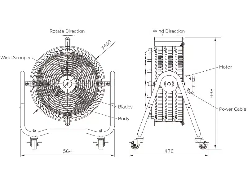 KOSMO-14AS High Velocity Metal Speed Adjustable Comercial Industrial Floor Fan 